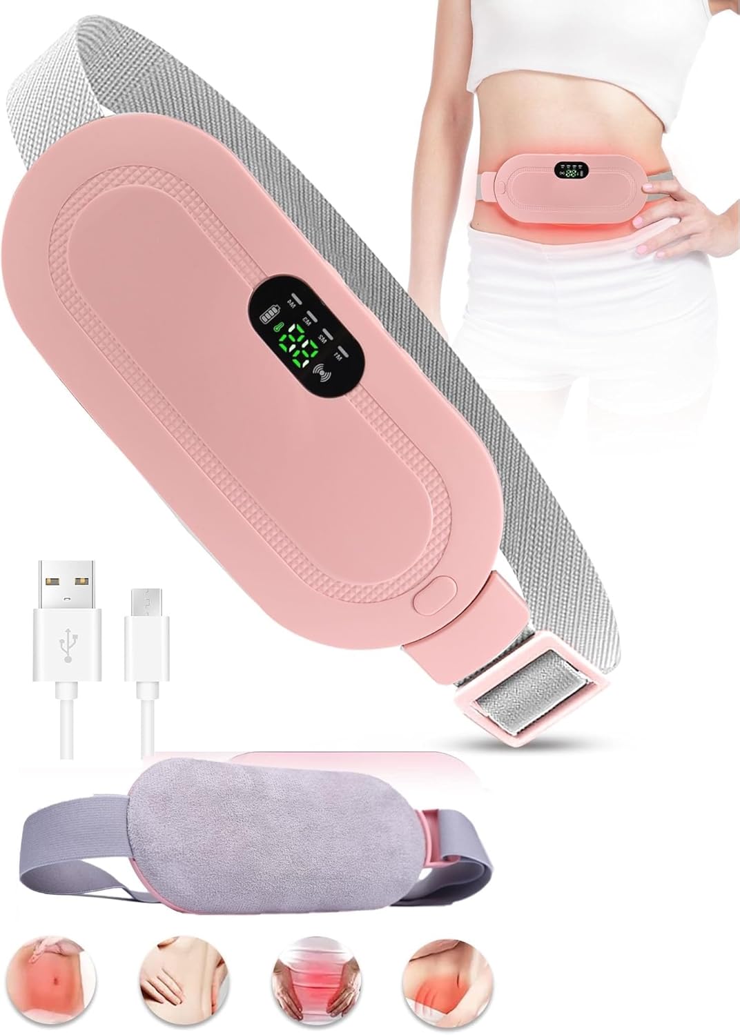 Electric Period Cramp Relief Massager with Heating Pad – Back & Belly Pain Relief